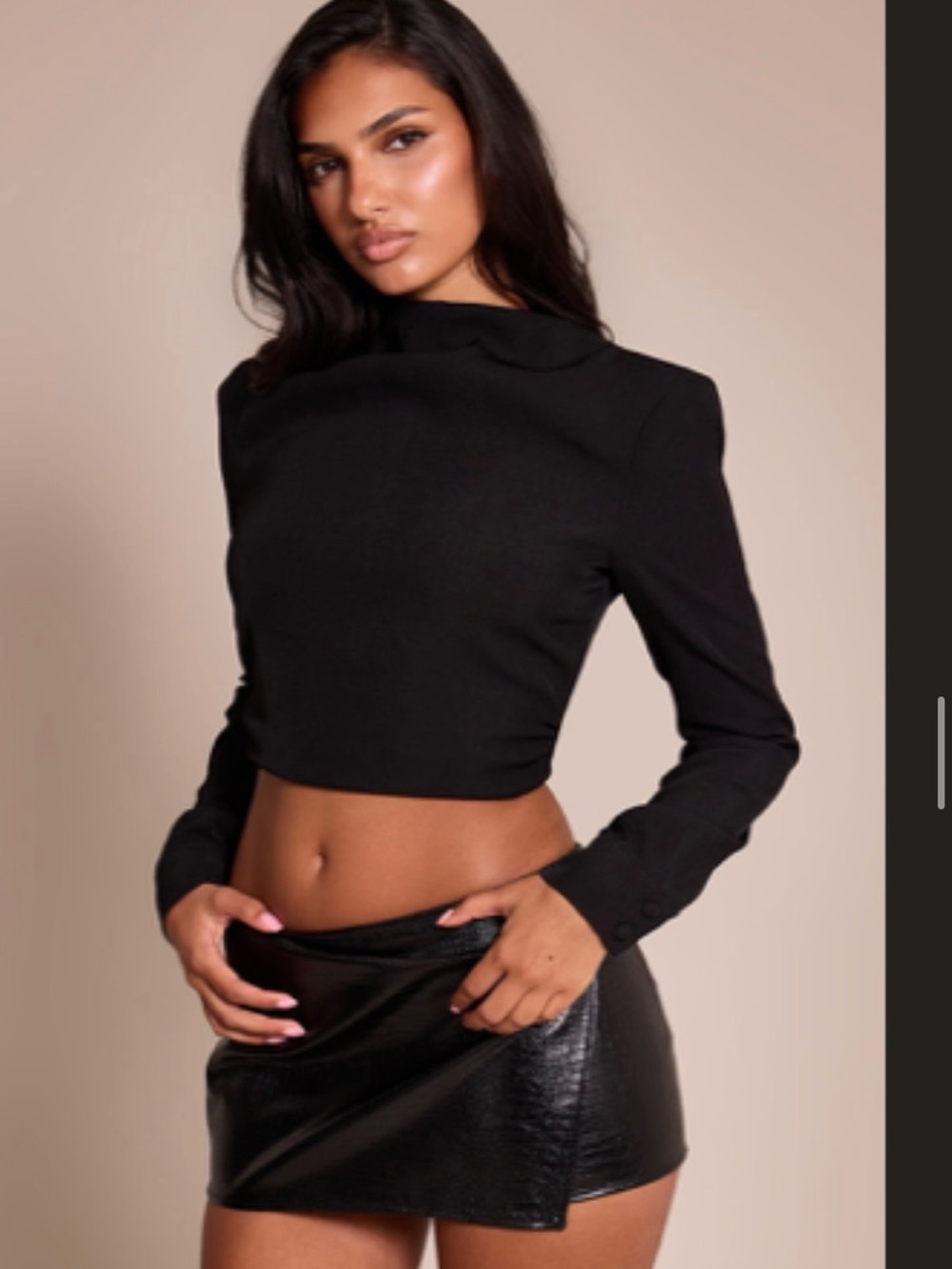 Micro mini skirt faux croc leather- Black
